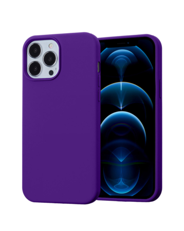 Soft Solid Silicone Case (Full Buttom Cover) - PURPLE for iPhone 15 Pro Max (Only Ground Shipping)