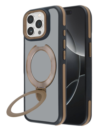 Matte Transparent Case with Wireless Charging Kickstand - DARK BROWN for iPhone 15 Pro Max (Only Ground Shipping)