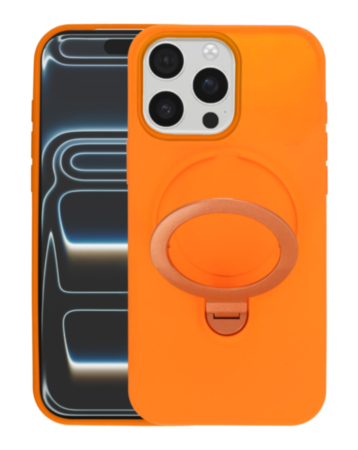 Pastel Shield Carbon Fiber Magnetic Kickstand Case (ORANGE) for iPhone 15 Pro Max (Only Ground Shipping)