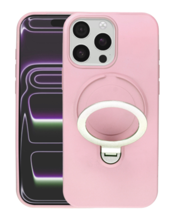 Pastel Shield Carbon Fiber Magnetic Kickstand Case (PINK) for iPhone 15 Pro Max (Only Ground Shipping)