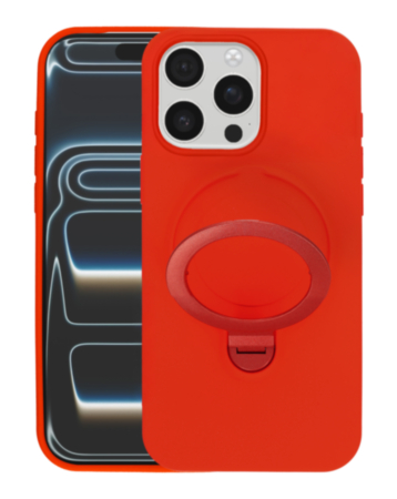 Pastel Shield Carbon Fiber Magnetic Kickstand Case (RED) for iPhone 15 Pro Max (Only Ground Shipping)