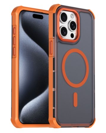 Dual Layer Electroplated Border Wireless Charging Case (ORANGE) for iPhone 15 Pro Max (Only Ground Shipping)