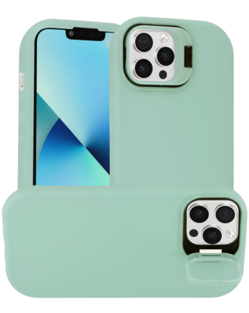 Soft Silicon Protective Case with Camera Stand - TEAL for iPhone 15 Pro Max (Only Ground Shipping)