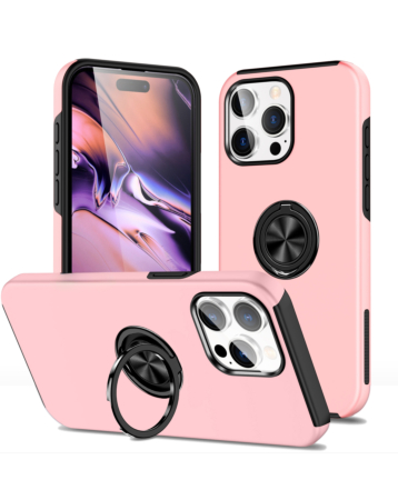 Dual Layer Case with Magnetic Ring - PINK for iPhone 15 Pro (Only Ground Shipping)