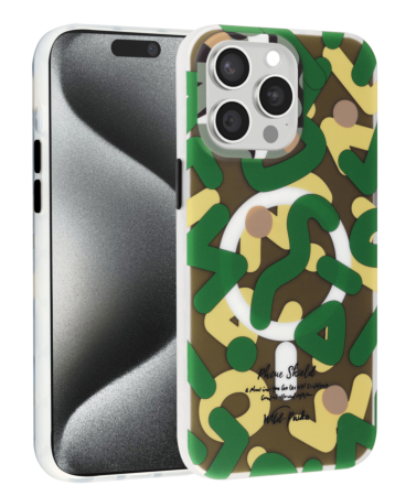 Graffiti Design with Wireless Charging Magnetic Case - GREEN for iPhone 15 Pro Max (Only Ground Shipping)