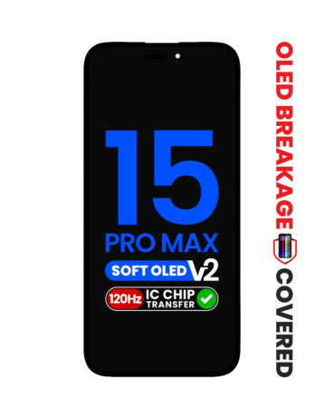 OLED Assembly for iPhone 15 Pro Max (Aftermarket Soft / QV8 / 120HZ (IC Transfer Eligible) (Exclusive OLED Breakage Warranty)