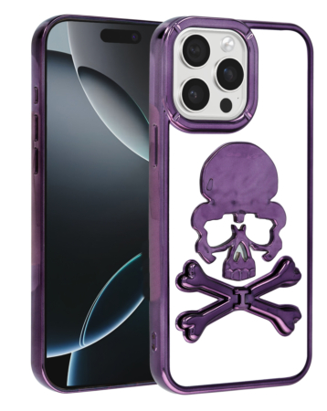 Transparent Skull Design Case - PURPLE for iPhone 15 Pro Max (Only Ground Shipping)