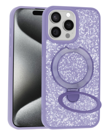 Sparkle Luxury Slim Case with Magnetic Kickstand for iPhone 15 Pro Max (LILAC) (Only Ground Shipping)