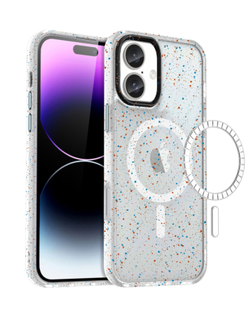 Splash - Ink Design Wireless Charging Case - WHITE for iPhone 16 (Only Ground Shipping)