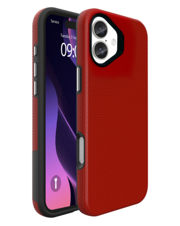 Shock Absorption Protective Dual Layer Case  - RED for iPhone 16 (Only Ground Shipping)