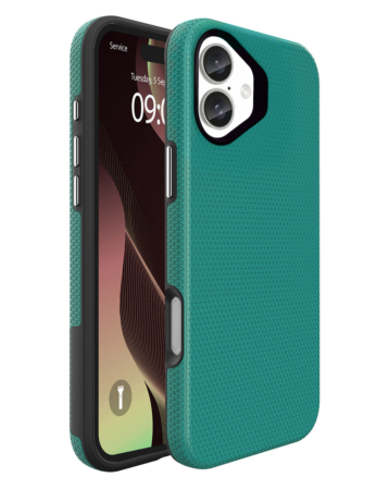 Shock Absorption Protective Dual Layer Case  - TEAL for iPhone 16 (Only Ground Shipping)