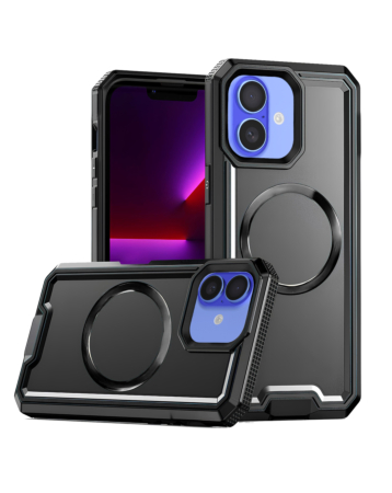 Non - Slip Translucent Matte Wireless Charging Case - BLACK for iPhone 16 (Only Ground Shipping)