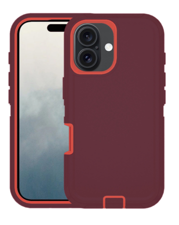 Heavy Duty Case for iPhone 16 (MAROON & RED) (Only Ground Shipping)