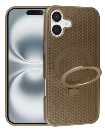 Heat Dissipation Case with Kickstand - BROWN for iPhone 16 (Only Ground Shipping)