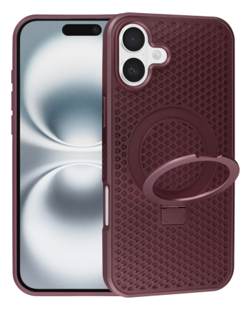Heat Dissipation Case with Kickstand - WINE RED for iPhone 16 (Only Ground Shipping)