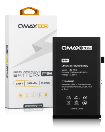 QMAX Pro Replacement Battery for iPhone 16 (3561 mAh) (Only Ground Shipping)