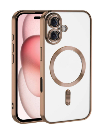 iPhone 16 Plus Shiny Wireless Charging Clear Case - GOLD (Only Ground Shipping)