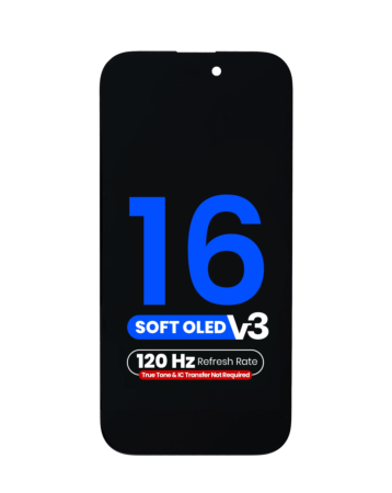 OLED Assembly for iPhone 16 (True Tone Programming and IC Transfer NOT REQUIRED) (Aftermarket QV8 V3 / Soft / 120HZ)