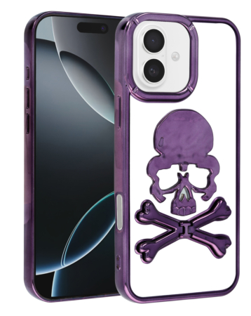 Transparent Skull Design Case - PURPLE for iPhone 16 (Only Ground Shipping)