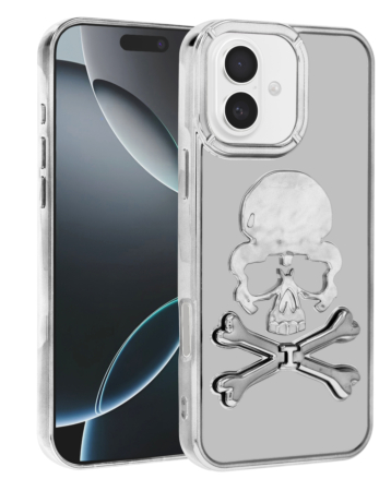 Transparent Skull Design Case - WHITE for iPhone 16 (Only Ground Shipping)