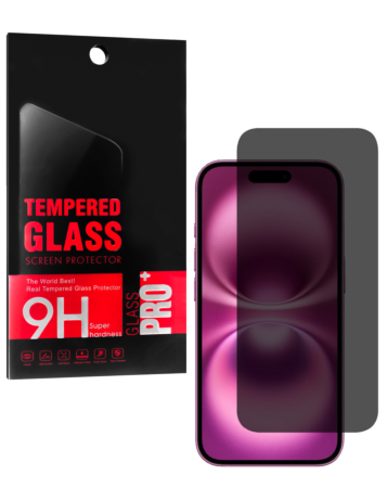 Shop the iPhone 16 privacy tempered glass with a 2.5D design, single piece.