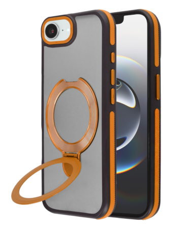 Matte Transparent Case with Wireless Charging Kickstand - (ORANGE) for iPhone 16e / 17e (Only Ground Shipping)
