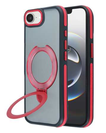 Matte Transparent Case with Wireless Charging Kickstand - (RED) for iPhone 16e / 17e (Only Ground Shipping)