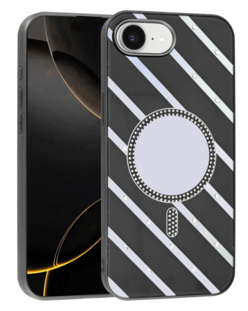 Magnetic Mirror Phone Case with Wireless Charging - BLACK for iPhone 16E (Only Ground Shipping)