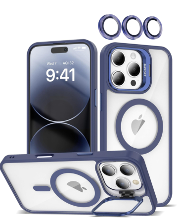 Transpalet Silicone case & Camera stand with Camera Lens - DARK BLUE for iPhone 16 Pro (Only Ground Shipping)