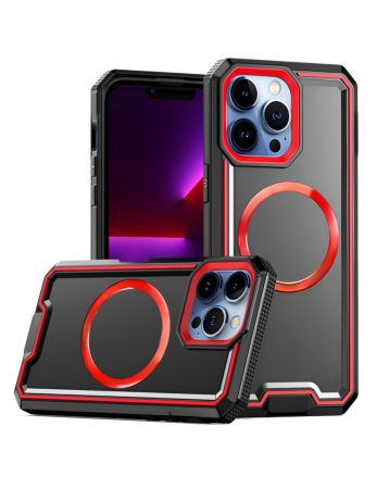 Non - Slip Translucent Matte Wireless Charging Case - BLACK & RED for iPhone 16 Pro / 17 (Only Ground Shipping)