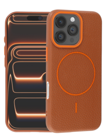 Magnetic Leather Soft Cases (GOLDEN BROWN) for iPhone 16 Pro (Only Ground Shipping)