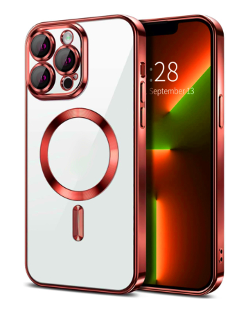 Shiny Wireless Charging Clear Case - RED for iPhone 16 Pro (Only Ground Shipping)