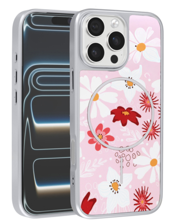 Dual Layer Flower Design Magsafe Cases - LIGHT PINK for iPhone 16 Pro (Only Ground Shipping)