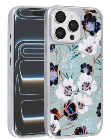 Dual Layer Flower Design Magsafe Cases - GREEN for iPhone 16 Pro (Only Ground Shipping)