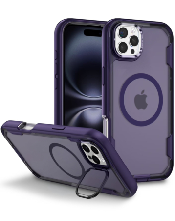 Shockproof Magsafe Case with Camera Stand - PURPLE for iPhone 16 Pro Max (Only Ground Shipping)