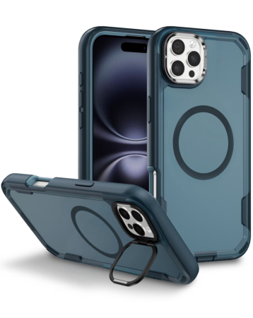 Shockproof Magsafe Case with Camera Stand - SAPPHIRE BLUE for iPhone 16 Pro Max (Only Ground Shipping)