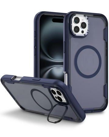 Shockproof Magsafe Case with Camera Stand - DARK BLUE for iPhone 16 Pro Max (Only Ground Shipping)