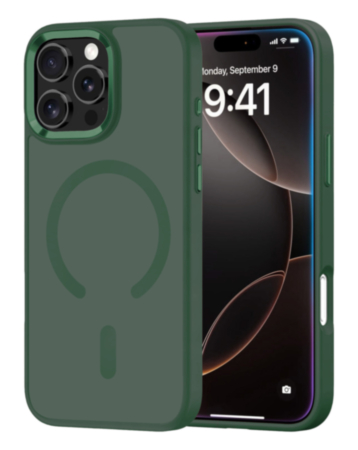 New Magnetic Wireless Charging Case with IC Chip (DARK GREEN) for iPhone 16 Pro Max (Only Ground Shipping)