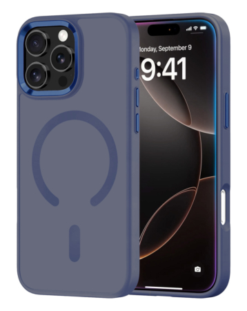 New Magnetic Wireless Charging Case with IC Chip (NAVY BLUE) for iPhone 16 Pro Max (Only Ground Shipping)