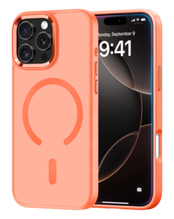 New Magnetic Wireless Charging Case with IC Chip (ORANGE) for iPhone 16 Pro Max (Only Ground Shipping)