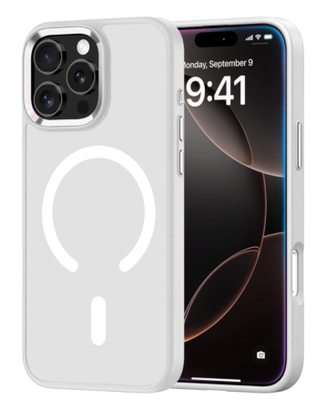 New Magnetic Wireless Charging Case with IC Chip (WHITE) for iPhone 16 Pro Max (Only Ground Shipping)