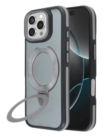 Matte Transparent Case with Wireless Charging Kickstand - GRAY for iPhone 16 Pro Max (Only Ground Shipping)