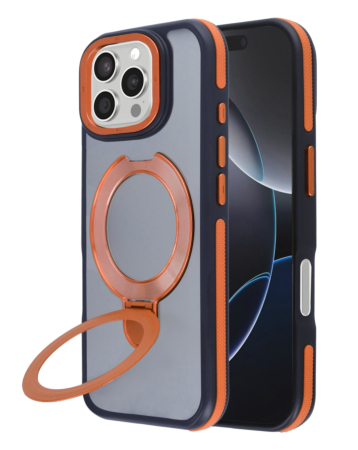 Matte Transparent Case with Wireless Charging Kickstand - ORANGE for iPhone 16 Pro Max (Only Ground Shipping)