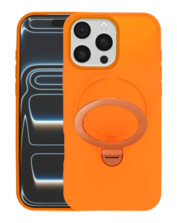 Pastel Shield Carbon Fiber Magnetic Kickstand Case (ORANGE) for iPhone 16 Pro Max (Only Ground Shipping)