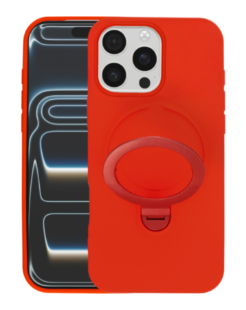 Pastel Shield Carbon Fiber Magnetic Kickstand Case (RED) for iPhone 16 Pro Max (Only Ground Shipping)