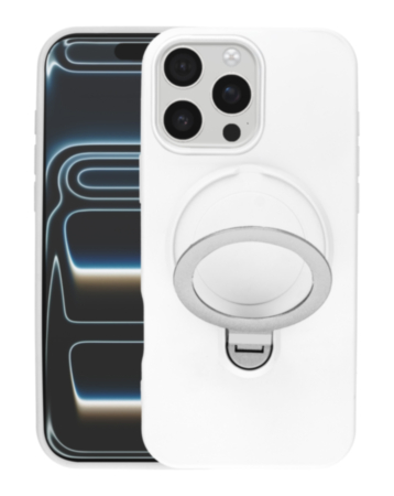 Pastel Shield Carbon Fiber Magnetic Kickstand Case (WHITE) for iPhone 16 Pro Max (Only Ground Shipping)