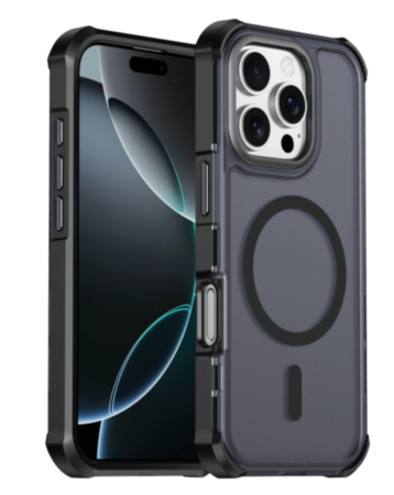 Dual Layer Electroplated Border Wireless Charging Case (BLACK) for iPhone 16 Pro Max (Only Ground Shipping)