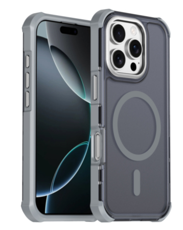 Dual Layer Electroplated Border Wireless Charging Case (GRAY) for iPhone 16 Pro Max (Only Ground Shipping)