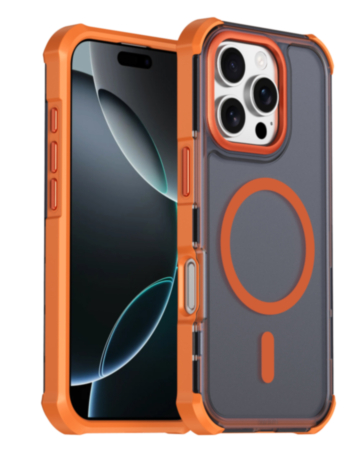 Dual Layer Electroplated Border Wireless Charging Case (ORANGE) for iPhone 16 Pro Max (Only Ground Shipping)