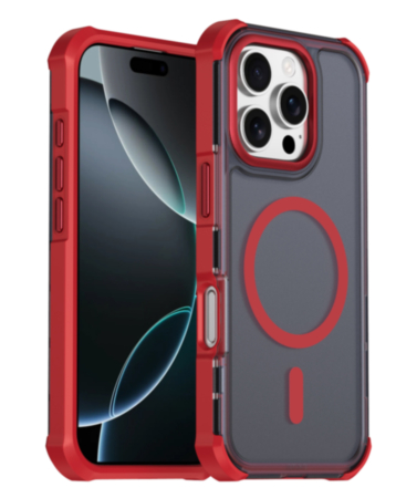 Dual Layer Electroplated Border Wireless Charging Case (RED) for iPhone 16 Pro Max (Only Ground Shipping)